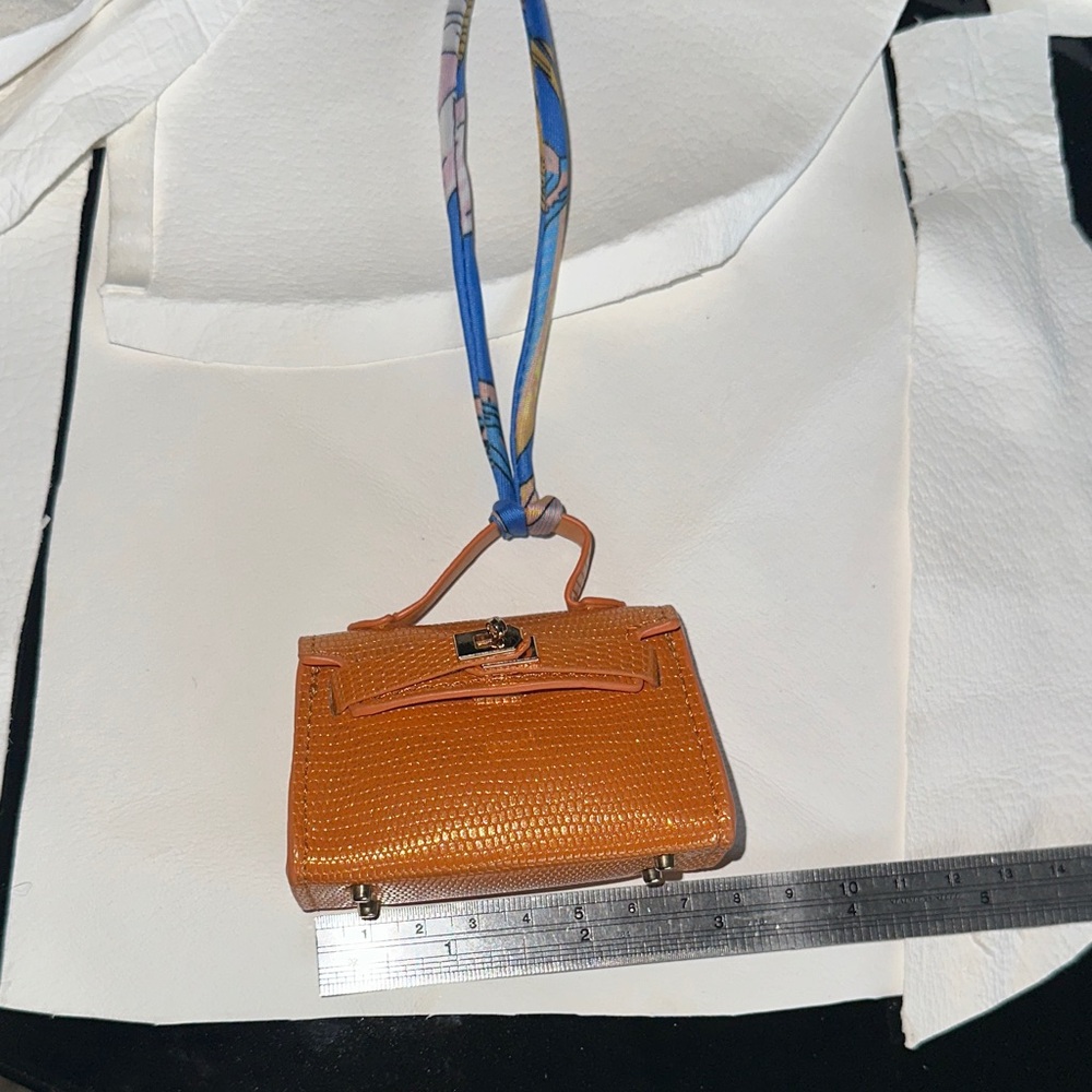 Orange Iridescent Mini Kelly Airpod Bag